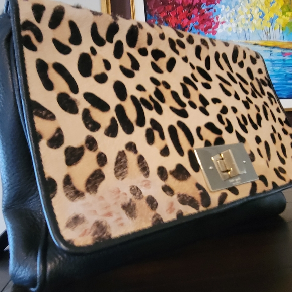 Kate Spade Calf Hair Leopard Print Shoulder Bag with Chain Strap - Picture 5 of 16